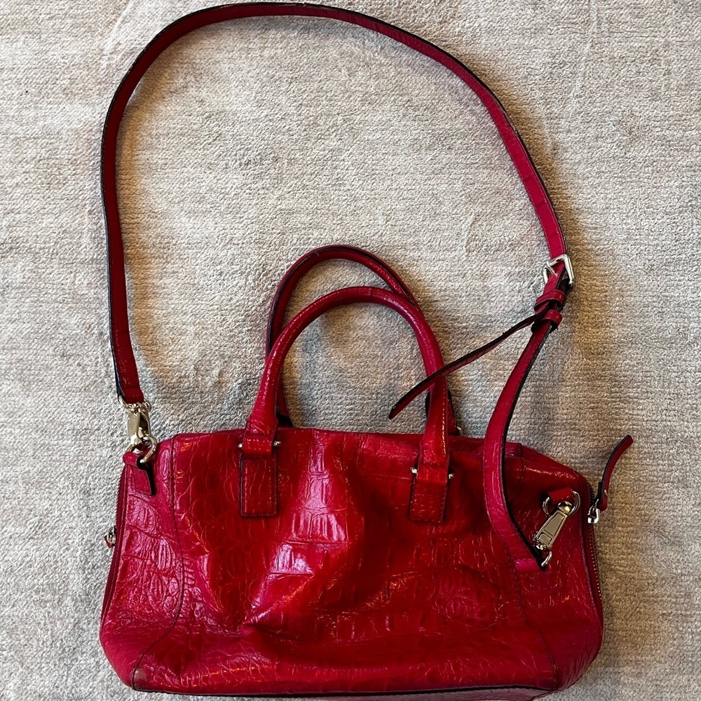 KATE SPADE Rialto Place Alessa Croc Embossed Red Leather Satchel Bag  Mobwife - Picture 7 of 8